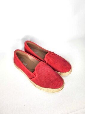 Clarks Azella Theoni red perforated suede slip-on espadrilles